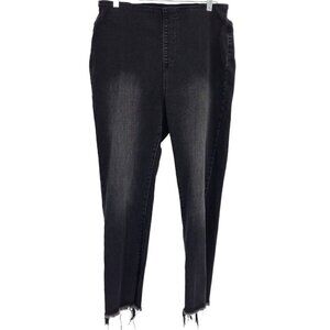 Risen LA Black Pull On Frayed Hem Jegging Jeans Skinny High Rise Stretch 2XL